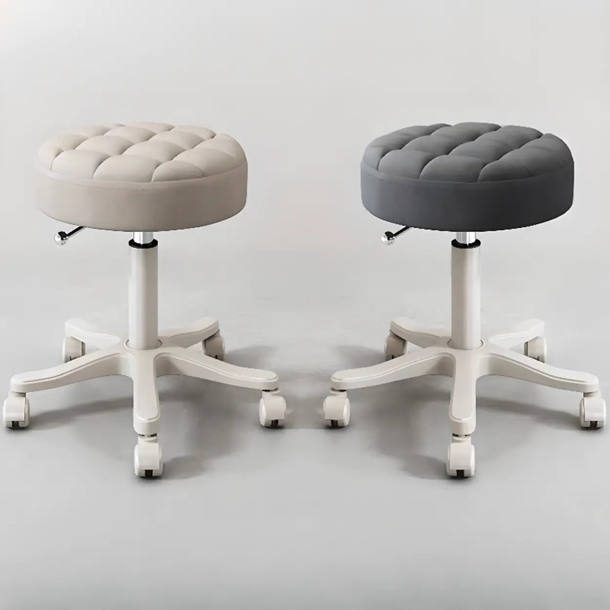 Swivel Adjustable Round Leather Bar Stool with Pulley Image - 1