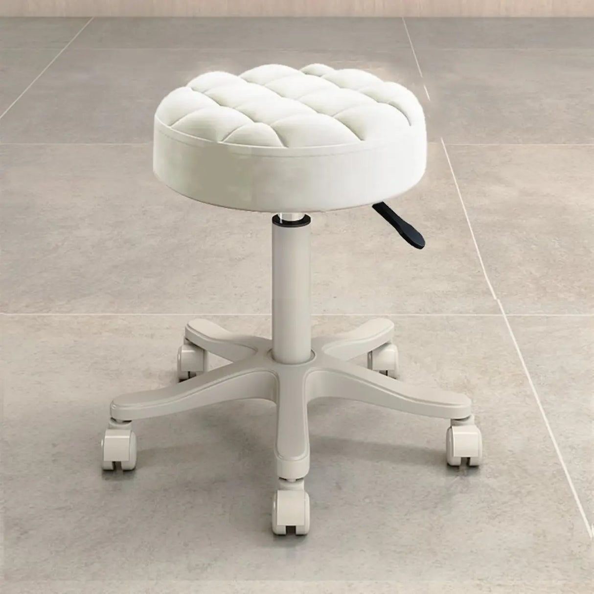 Swivel Adjustable Round Leather Bar Stool with Pulley Image - 2