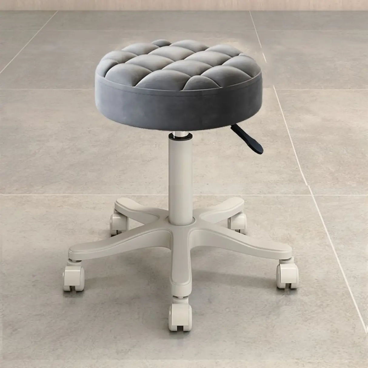Swivel Adjustable Round Leather Bar Stool with Pulley Image - 5