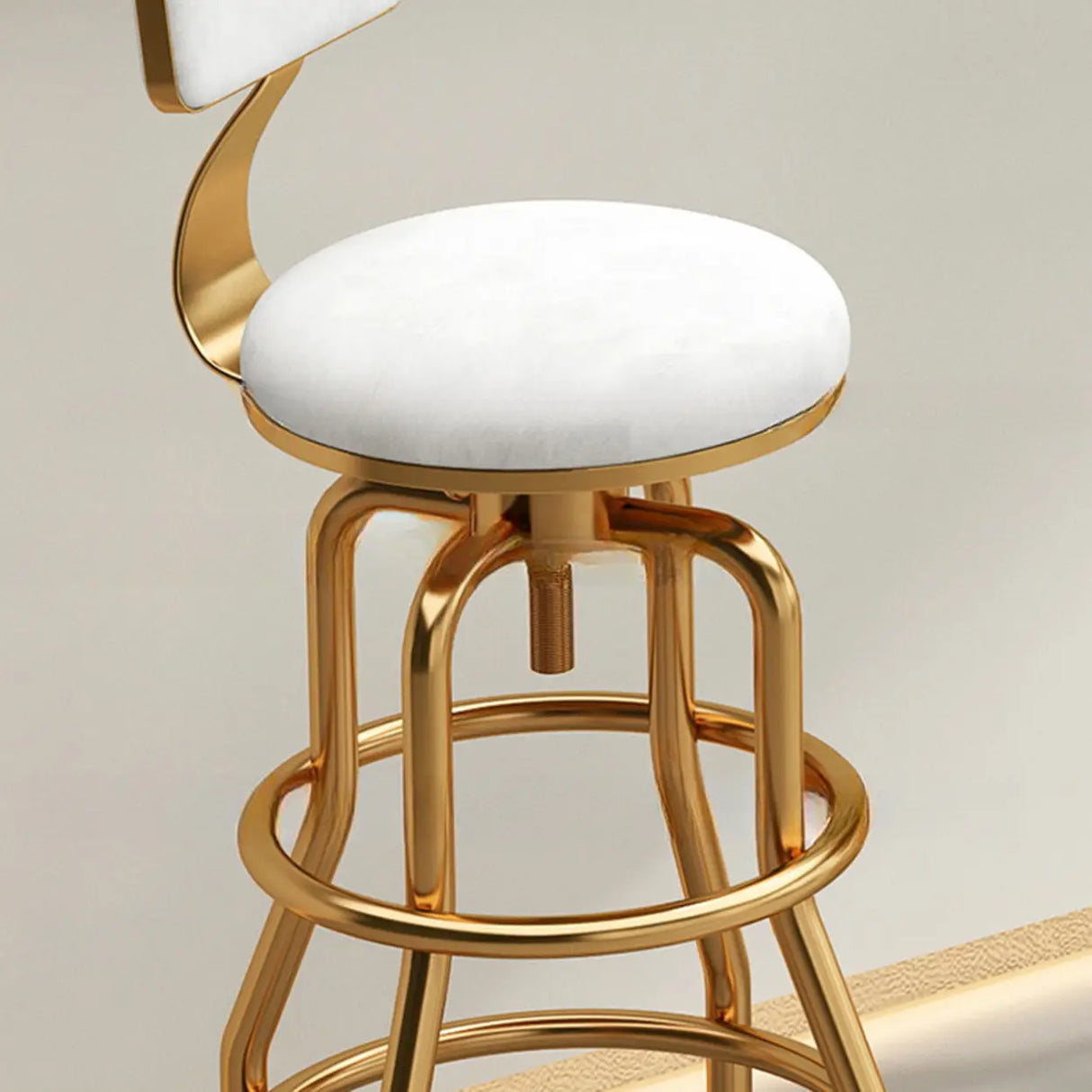 Swivel Adjustable Round Seat Iron Frame Bar Stool Image - 10