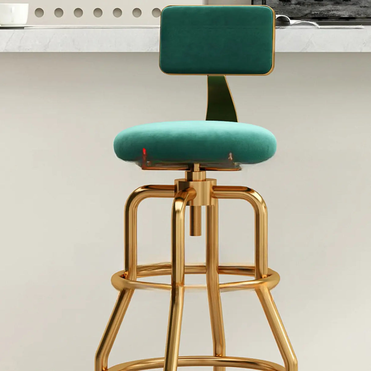 Swivel Adjustable Round Seat Iron Frame Bar Stool Image - 12