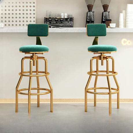 Swivel Adjustable Round Seat Iron Frame Bar Stool Image - 1