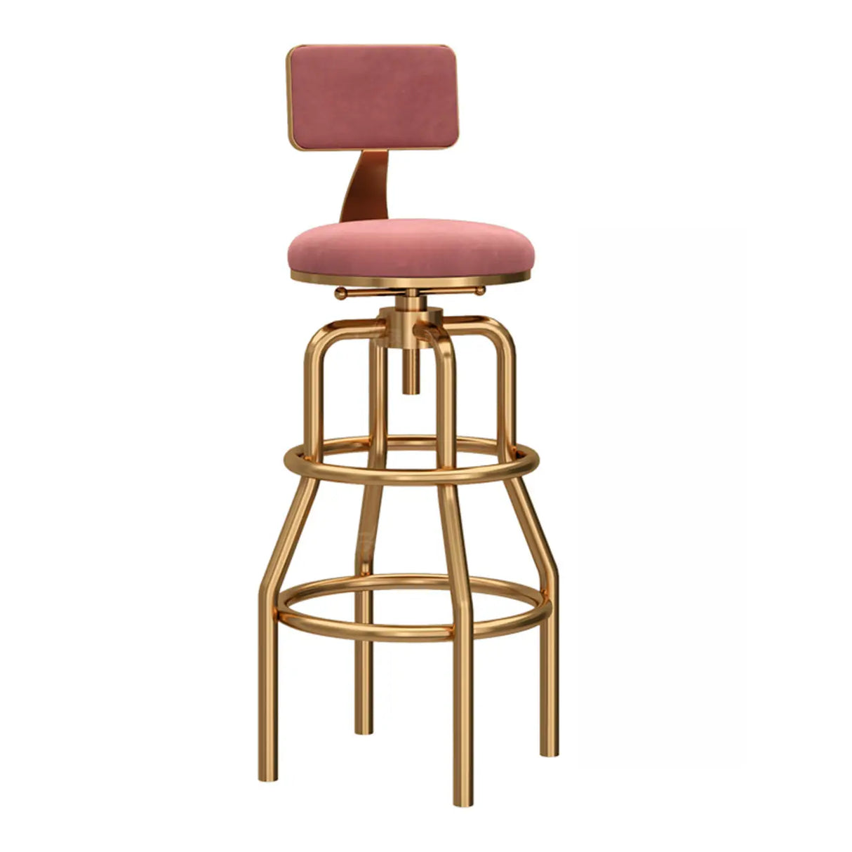 Swivel Adjustable Round Seat Iron Frame Bar Stool Image - 3