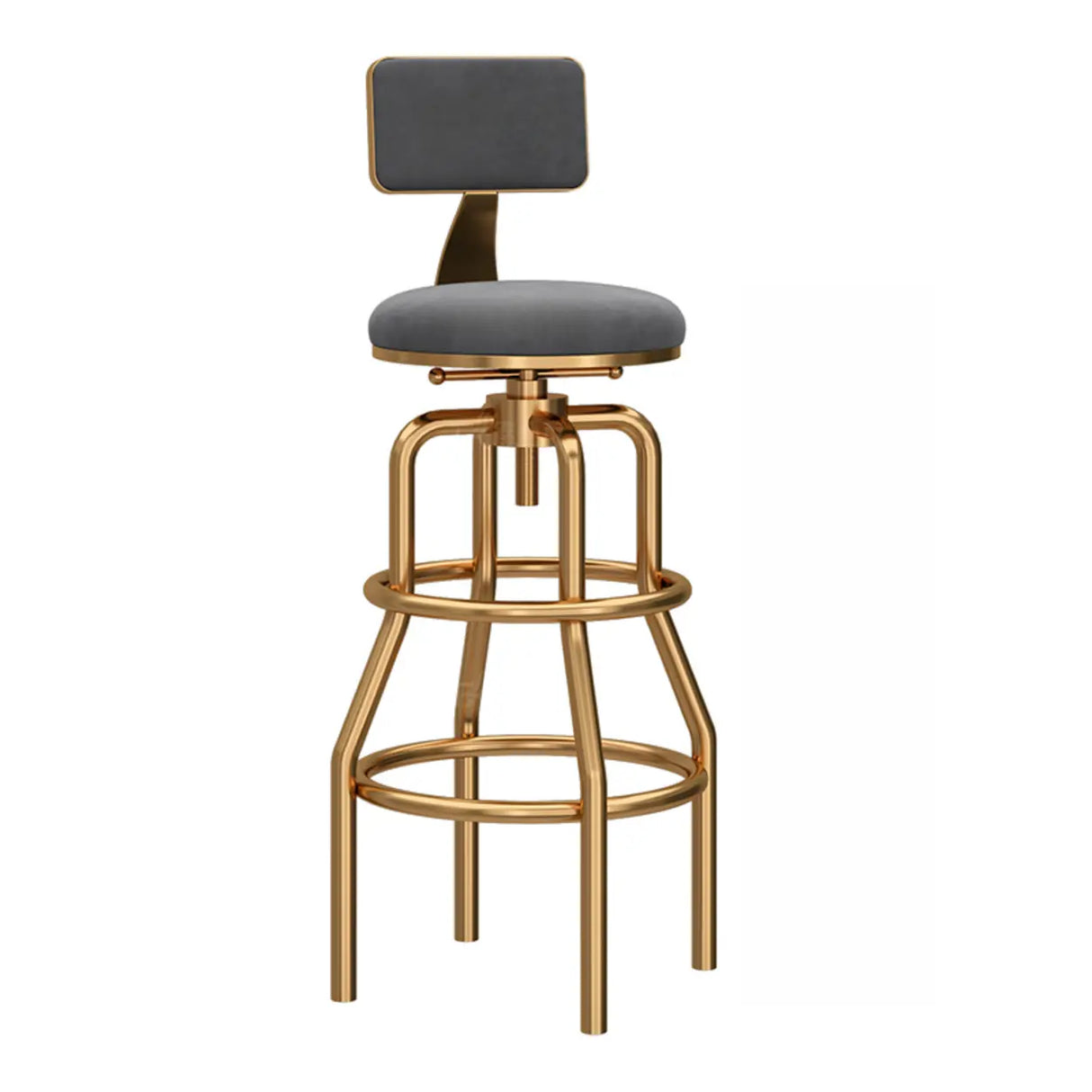 Swivel Adjustable Round Seat Iron Frame Bar Stool Image - 5
