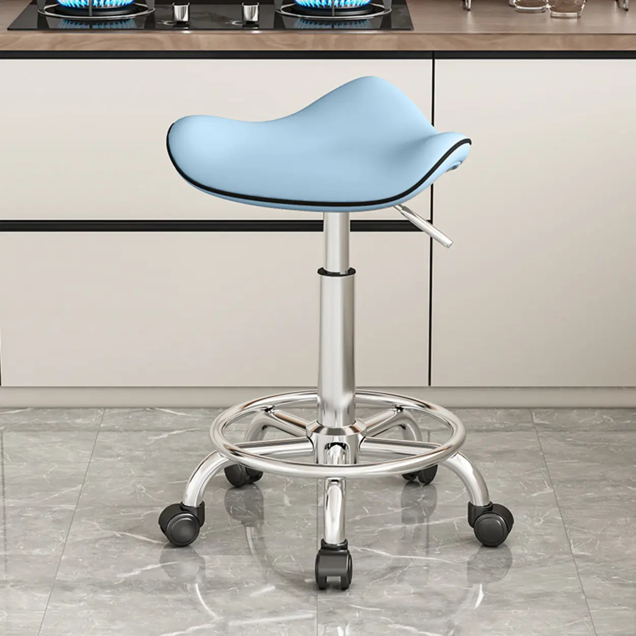 Swivel Adjustable Saddle Stainless Steel Bar Stool Image - 12