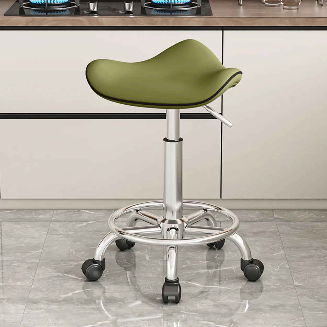 Swivel Adjustable Saddle Stainless Steel Bar Stool Image - 13