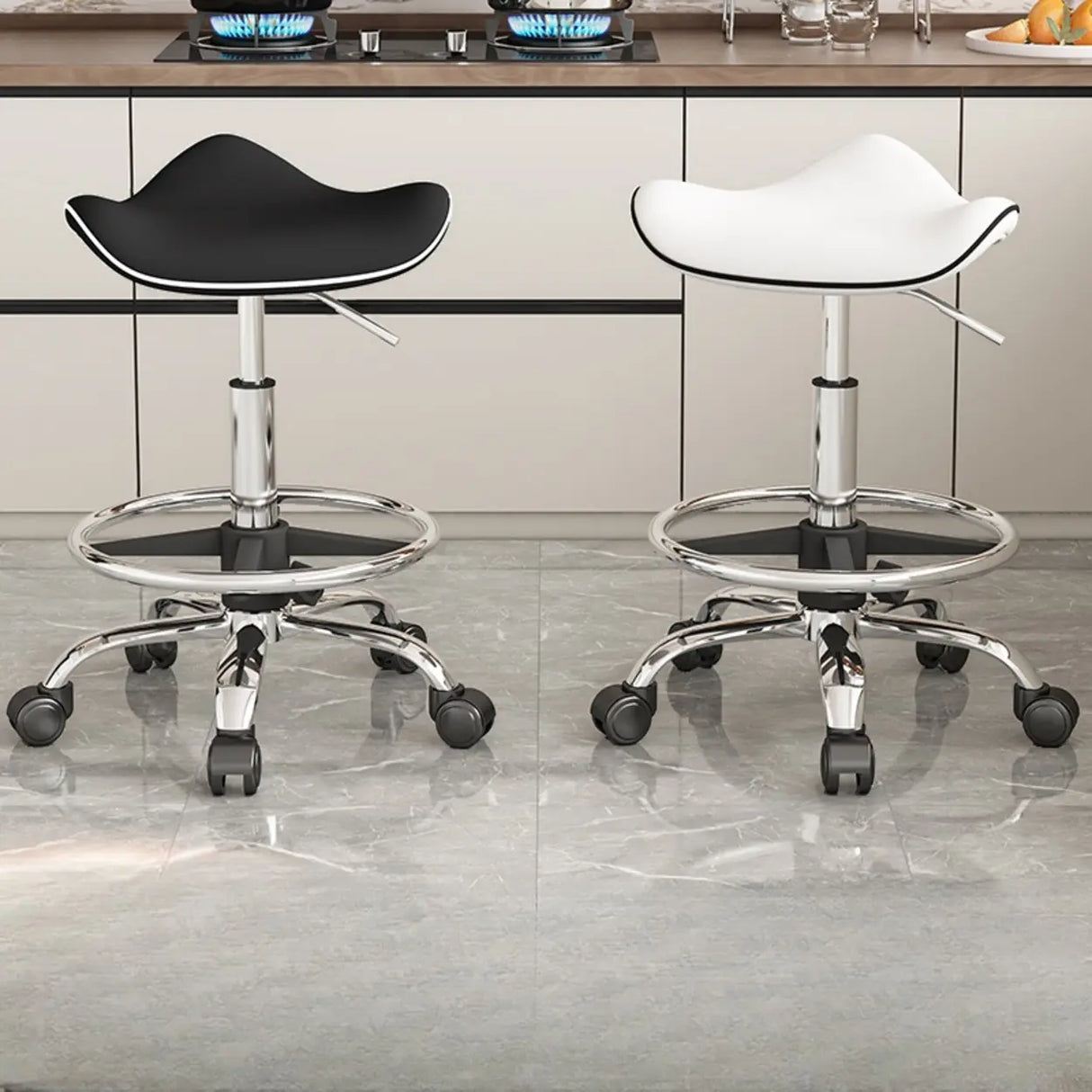 Swivel Adjustable Saddle Stainless Steel Bar Stool Image - 1