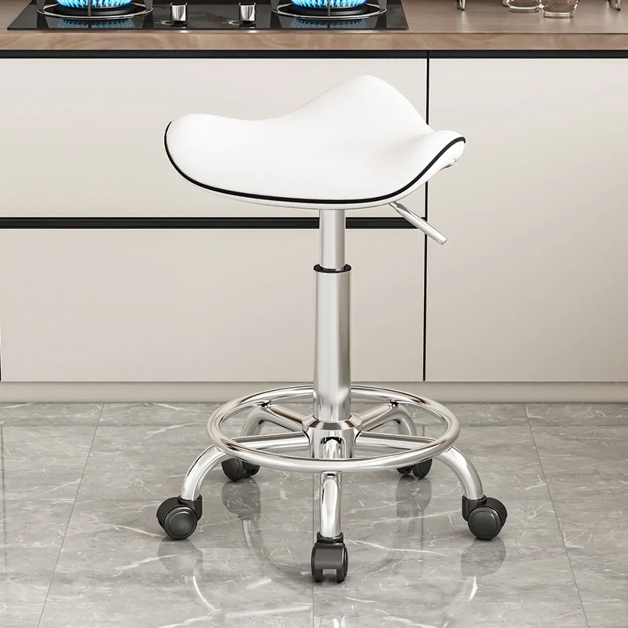 Swivel Adjustable Saddle Stainless Steel Bar Stool Image - 3