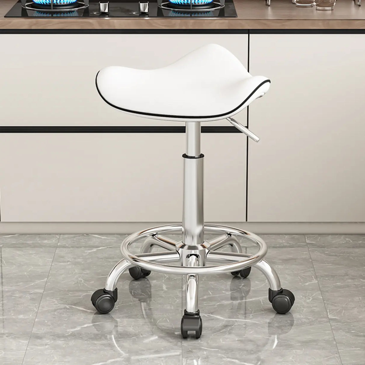 Swivel Adjustable Saddle Stainless Steel Bar Stool Image - 3