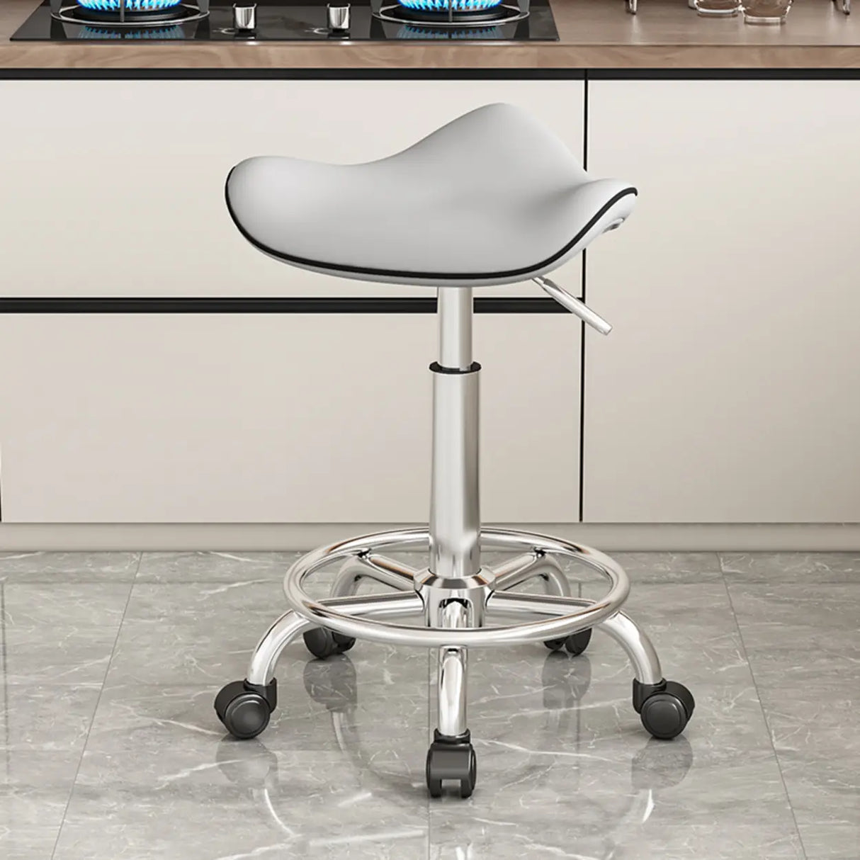 Swivel Adjustable Saddle Stainless Steel Bar Stool Image - 5