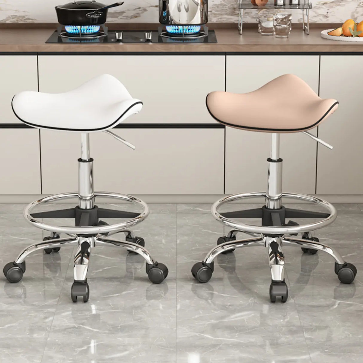 Swivel Adjustable Saddle Stainless Steel Bar Stool Image - 6