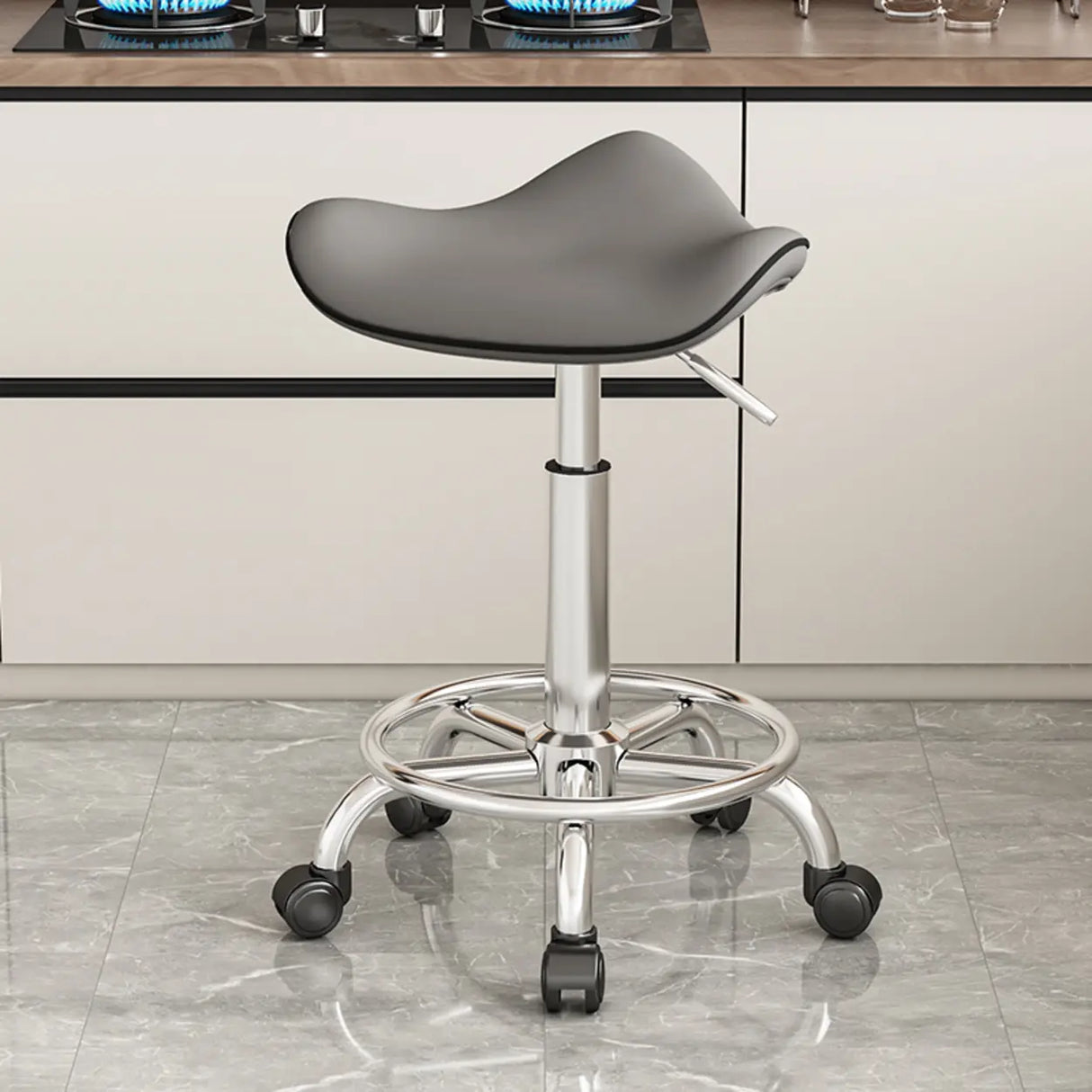 Swivel Adjustable Saddle Stainless Steel Bar Stool Image - 7