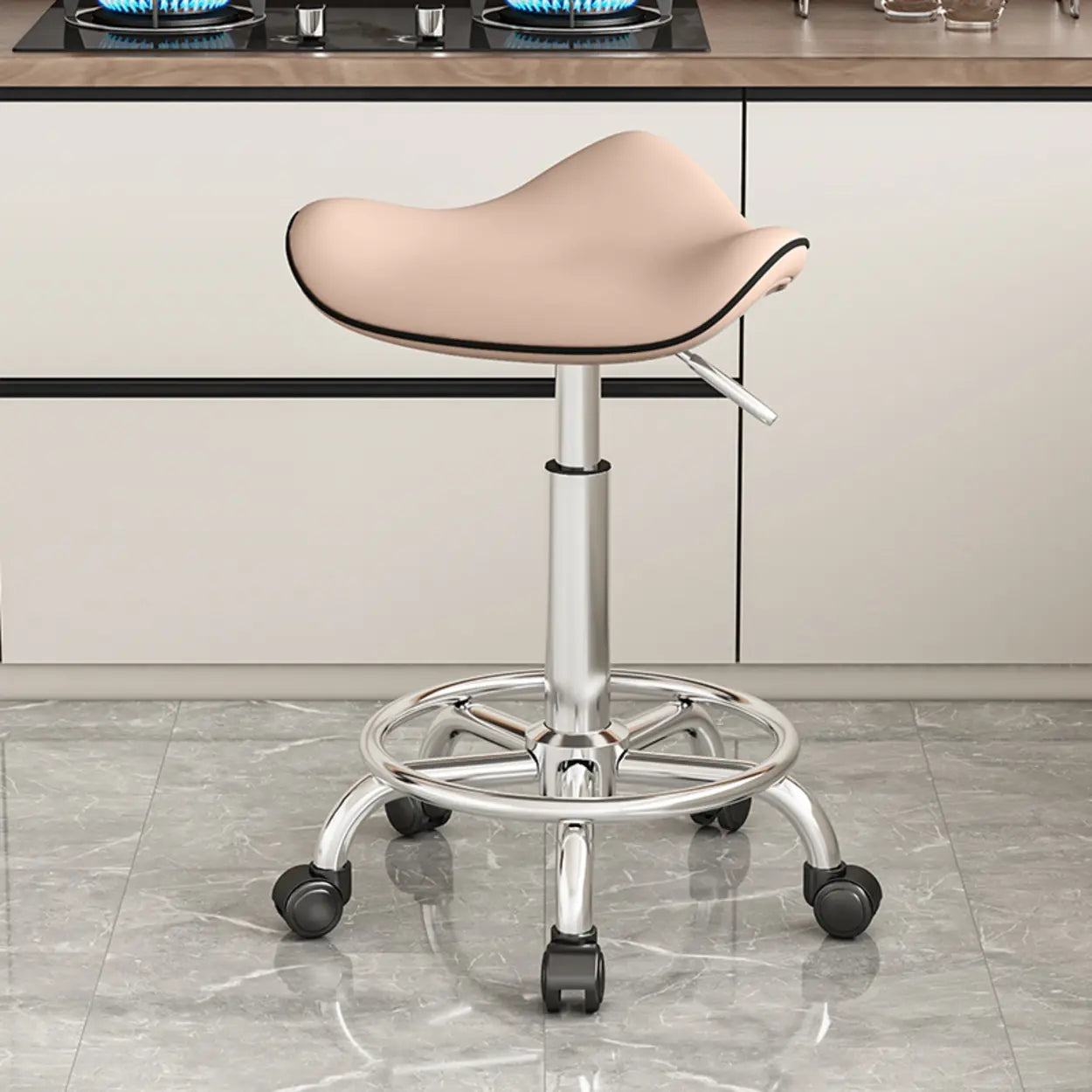 Swivel Adjustable Saddle Stainless Steel Bar Stool Image - 9
