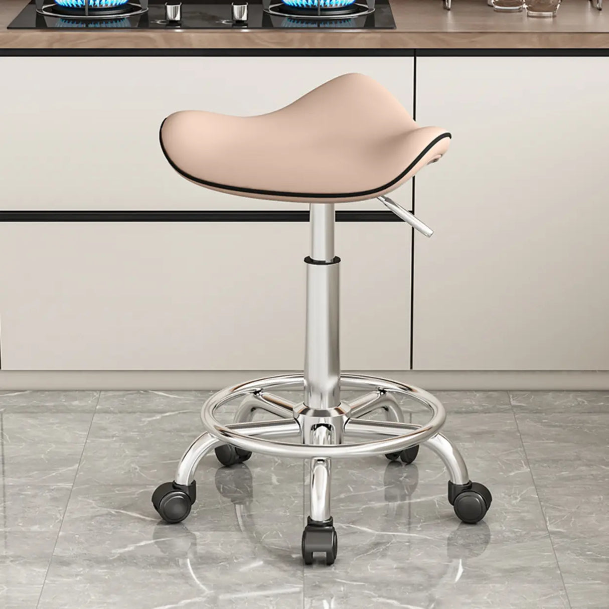 Swivel Adjustable Saddle Stainless Steel Bar Stool Image - 9