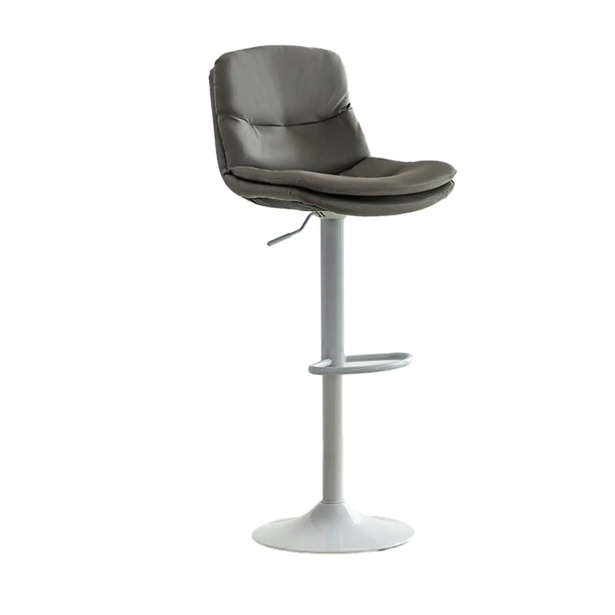 Swivel Beige Faux Leather Bucket Adjustable Bar Stool Image - 11