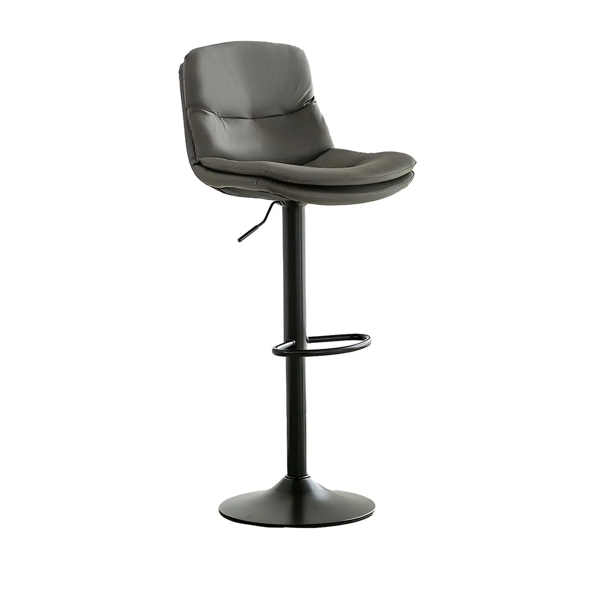 Swivel Beige Faux Leather Bucket Adjustable Bar Stool Image - 14