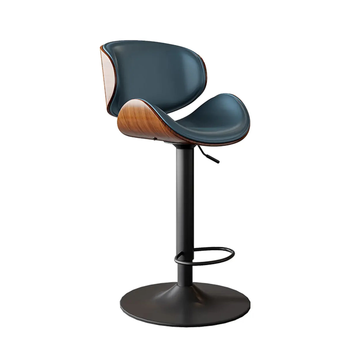 Swivel Bucket Leather Low Back Bar Stool with Footrest Image - 10