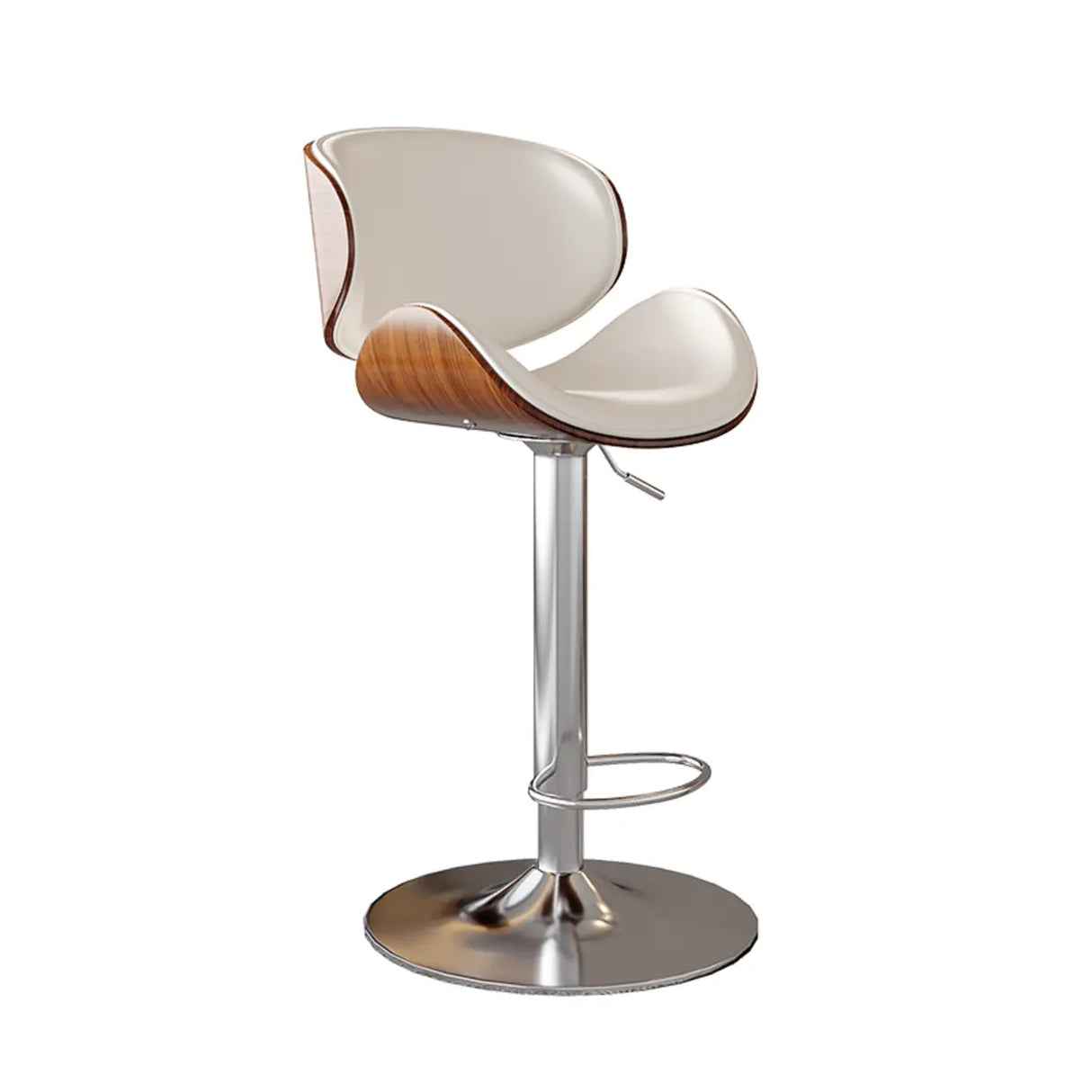 Swivel Bucket Leather Low Back Bar Stool with Footrest Image - 18