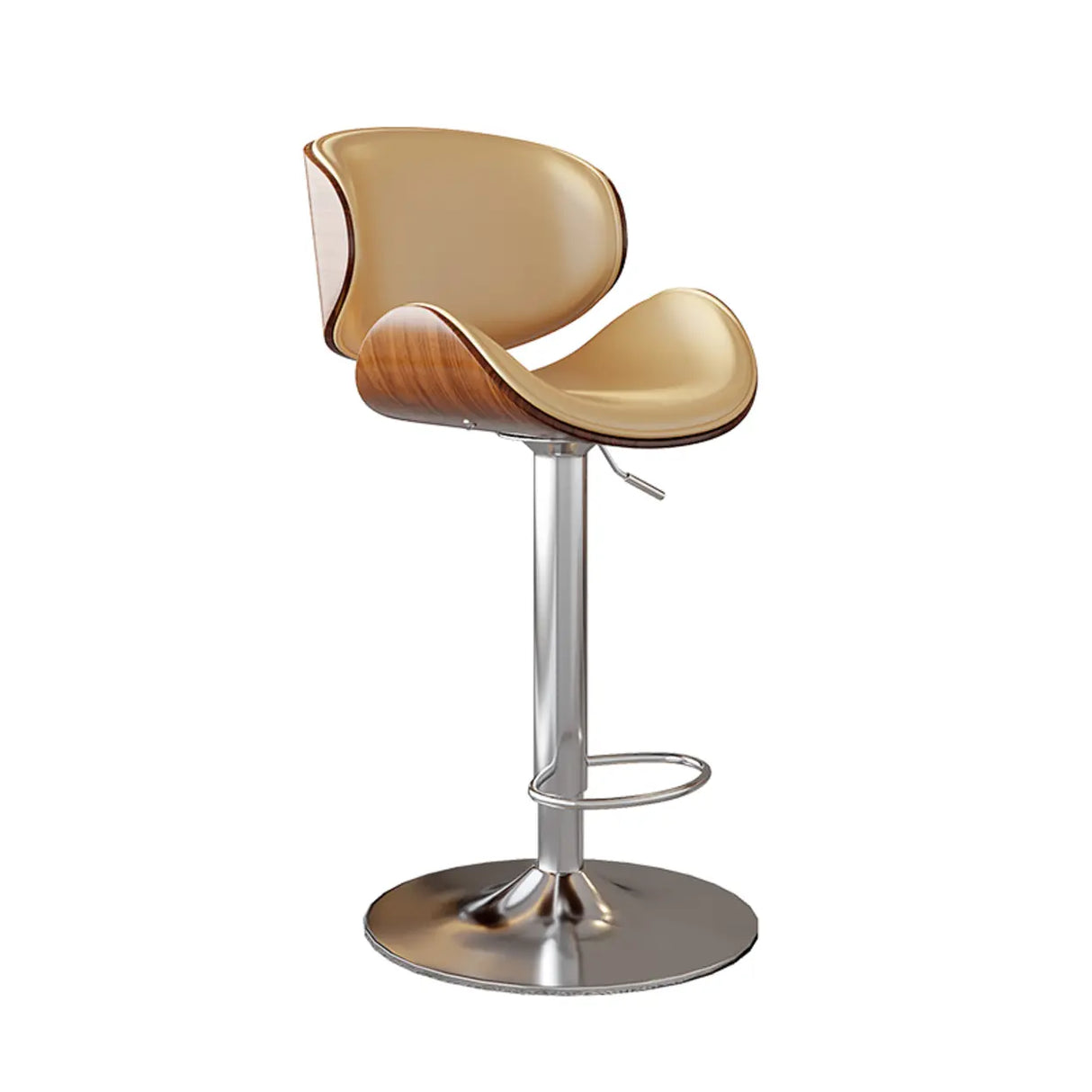 Swivel Bucket Leather Low Back Bar Stool with Footrest Image - 19
