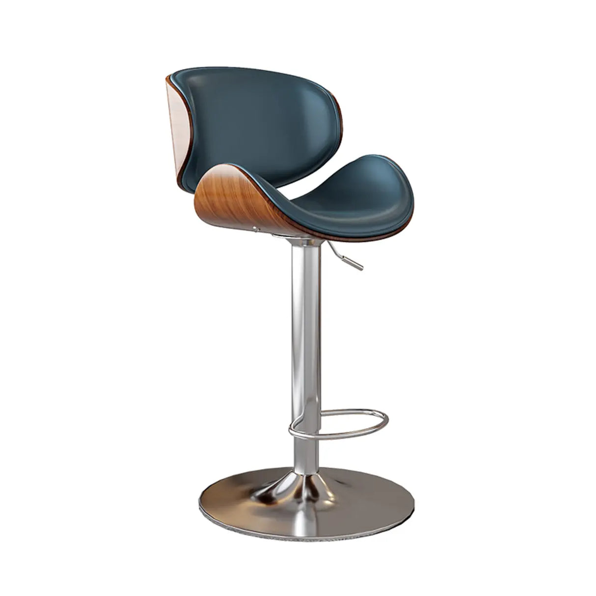 Swivel Bucket Leather Low Back Bar Stool with Footrest Image - 20