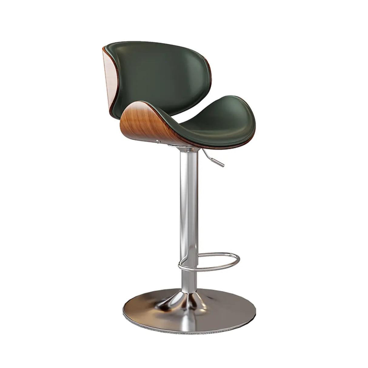 Swivel Bucket Leather Low Back Bar Stool with Footrest Image - 21