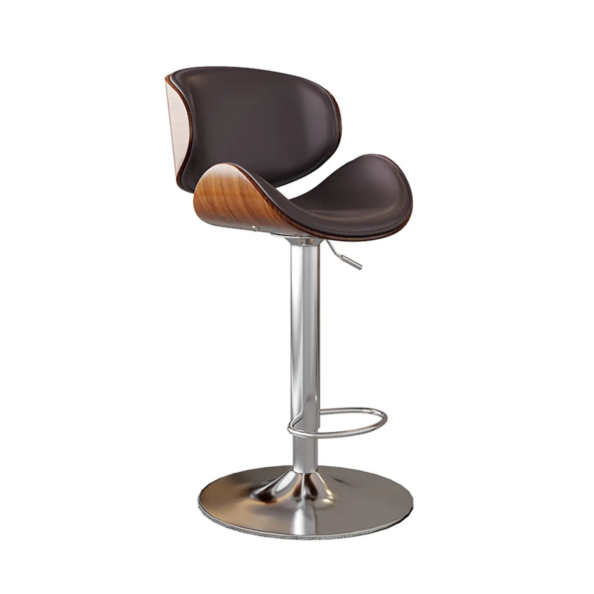 Swivel Bucket Leather Low Back Bar Stool with Footrest Image - 22