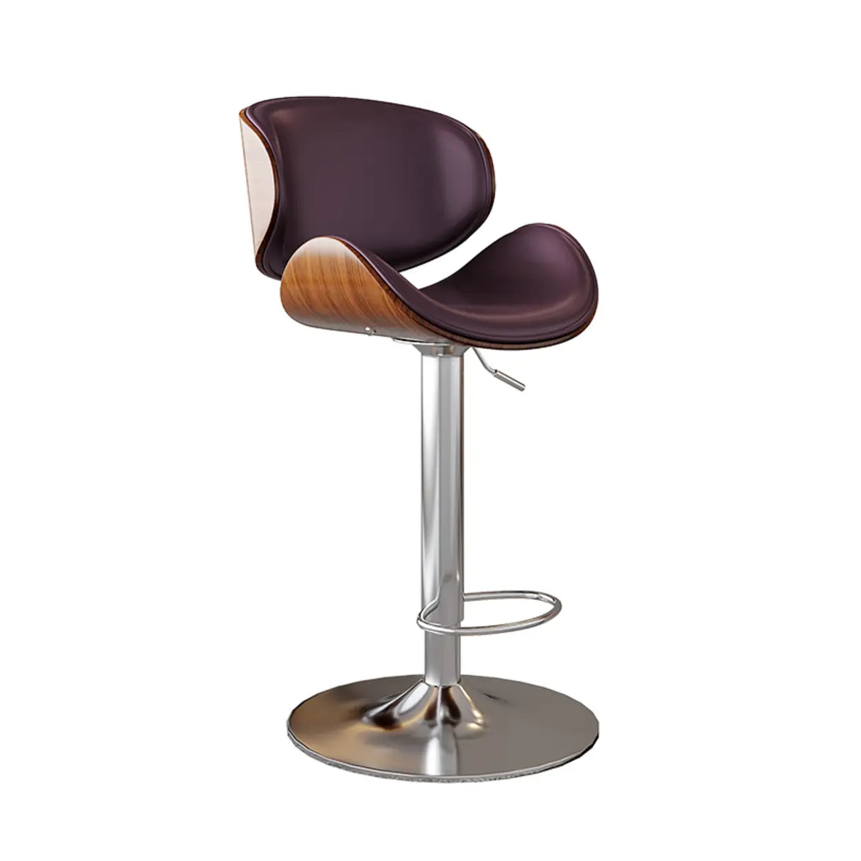 Swivel Bucket Leather Low Back Bar Stool with Footrest Image - 23