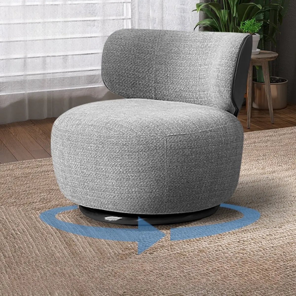 Swivel Cotton Linen Fixed Back Textured Side Chair Image - 3