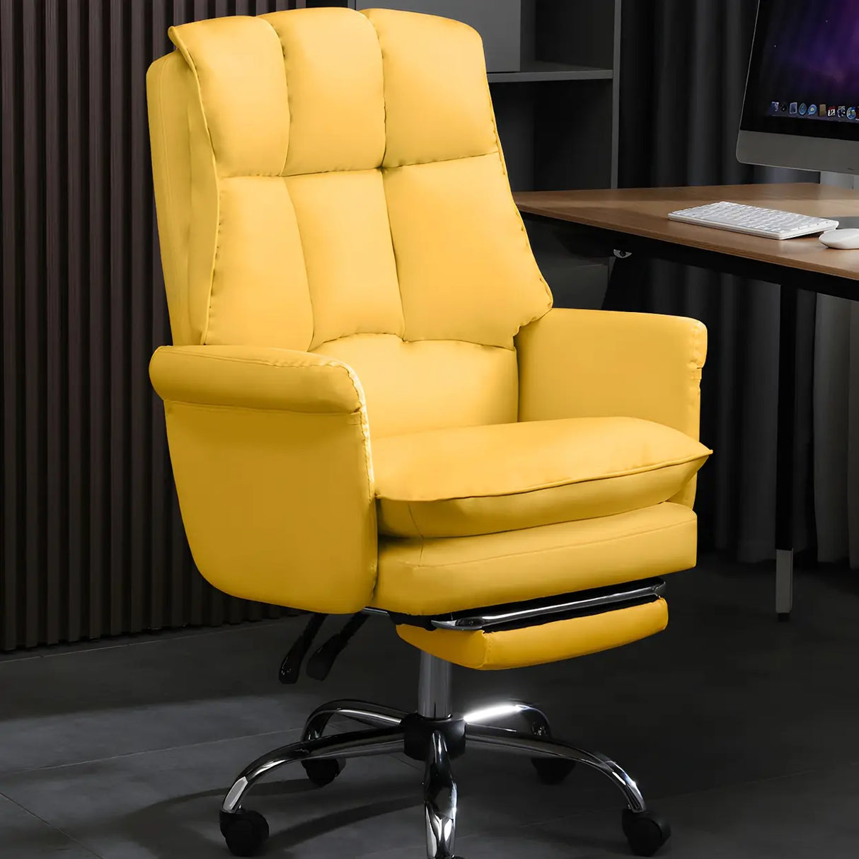 Swivel Ergonomic Leather Adjustable Footrest Office Chair Image - 10