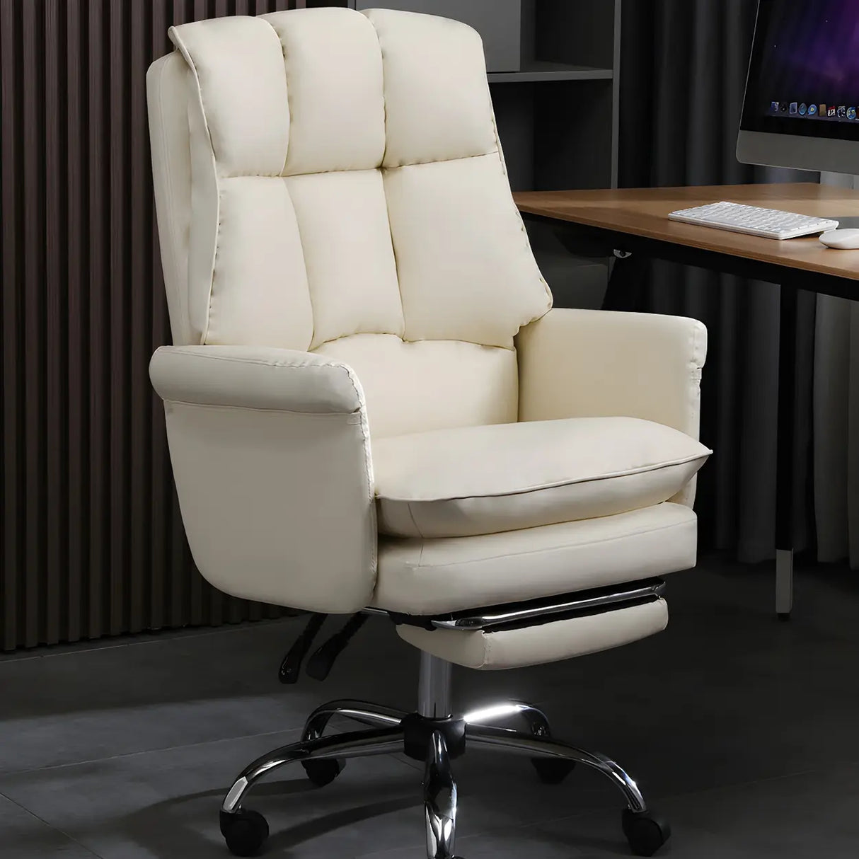 Swivel Ergonomic Leather Adjustable Footrest Office Chair Image - 11
