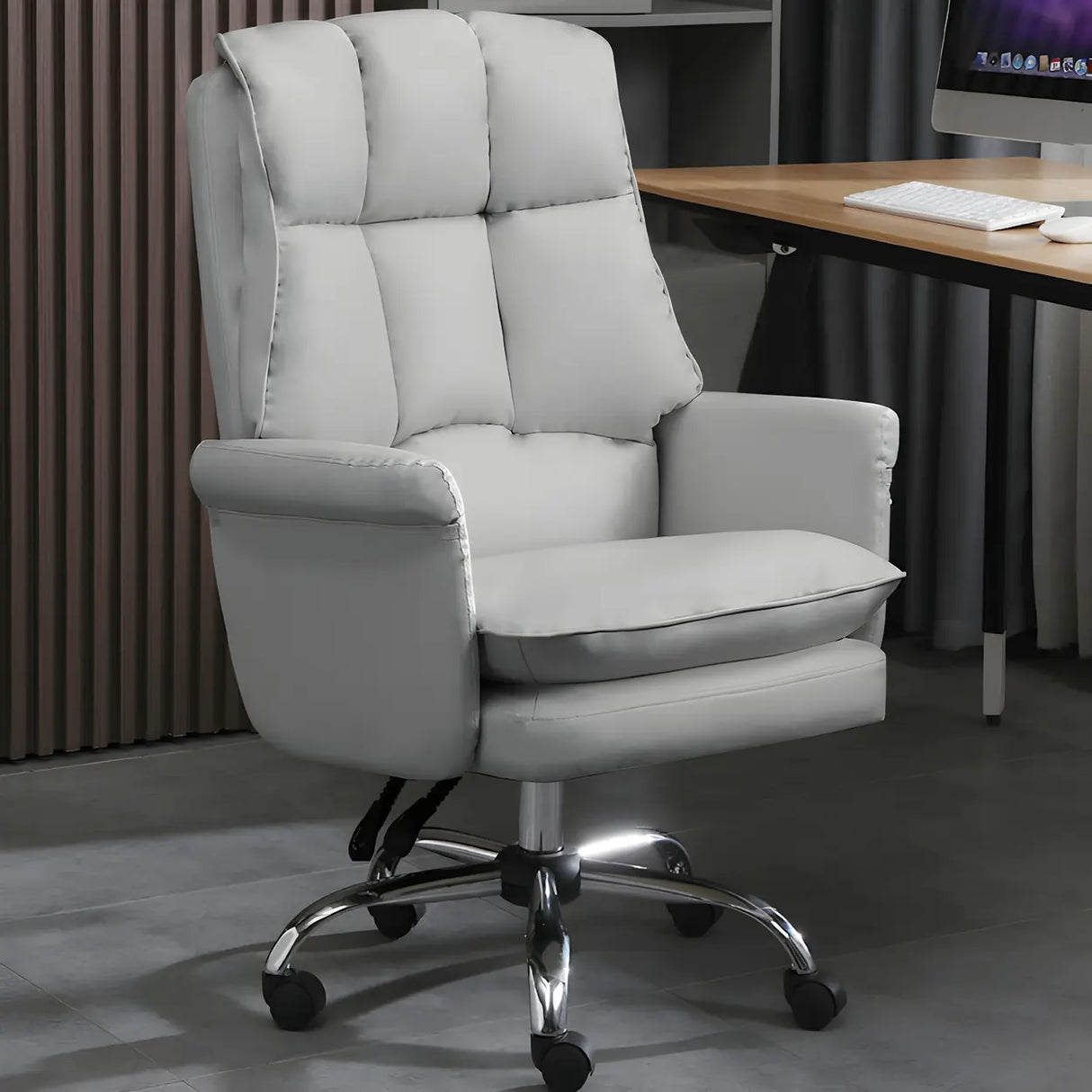 Swivel Ergonomic Leather Adjustable Footrest Office Chair Image - 15