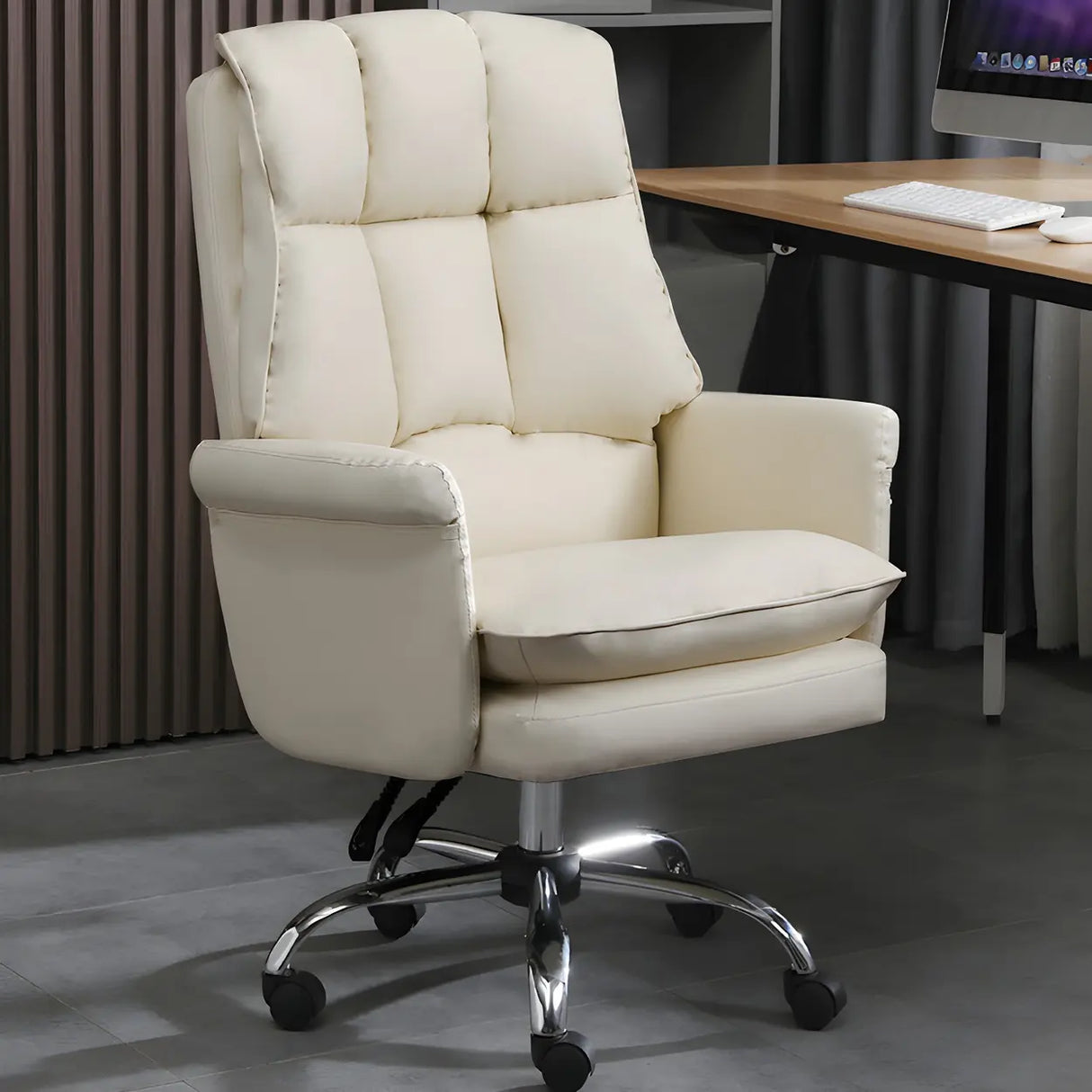 Swivel Ergonomic Leather Adjustable Footrest Office Chair Image - 17