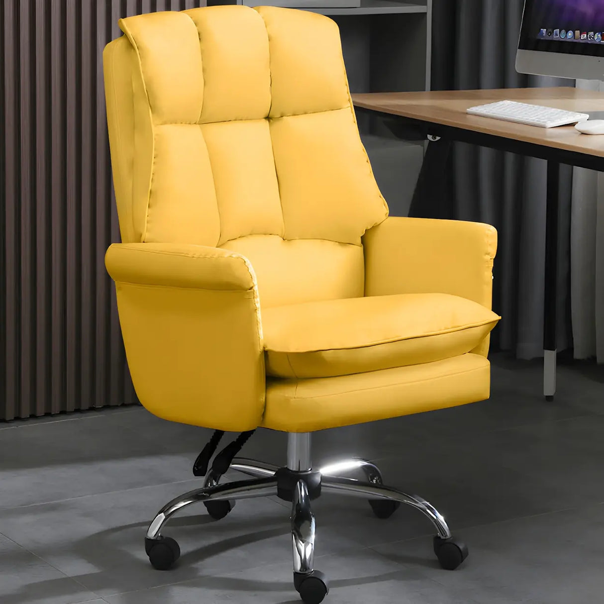 Swivel Ergonomic Leather Adjustable Footrest Office Chair Image - 19