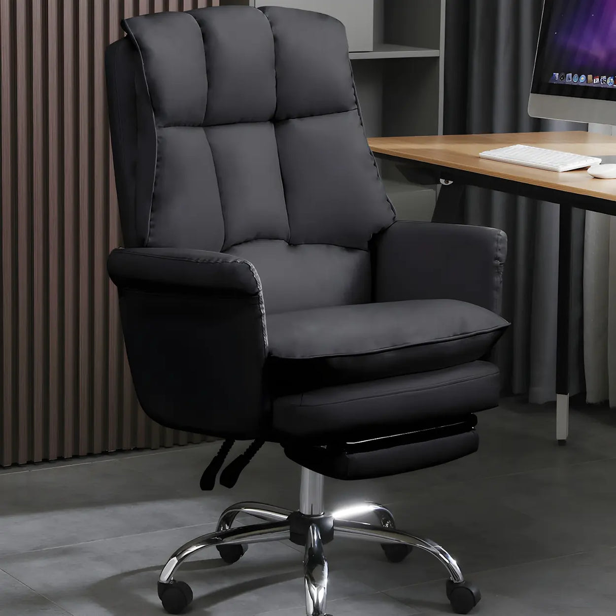 Swivel Ergonomic Leather Adjustable Footrest Office Chair Image - 2