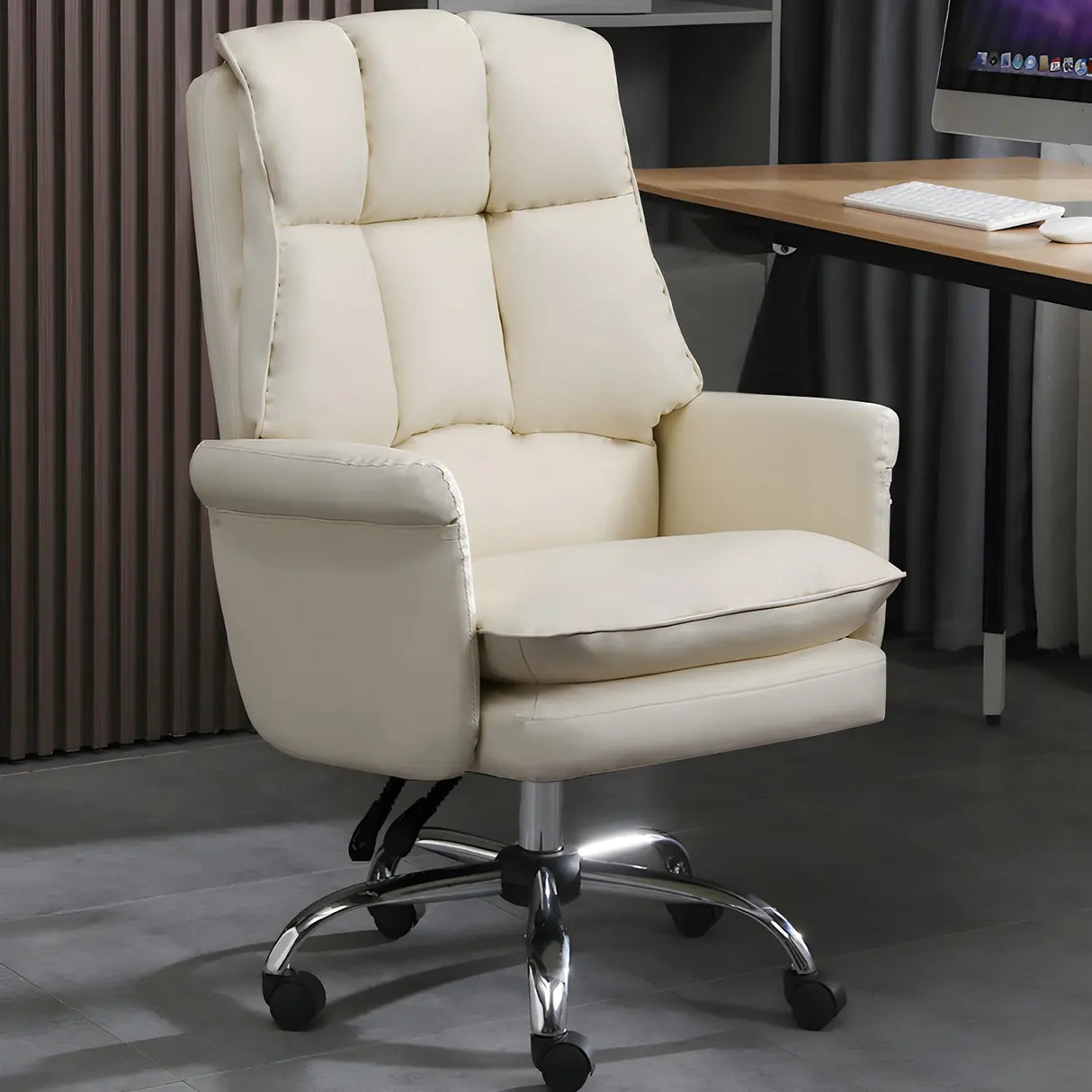 Swivel Ergonomic Leather Adjustable Footrest Office Chair Image - 20
