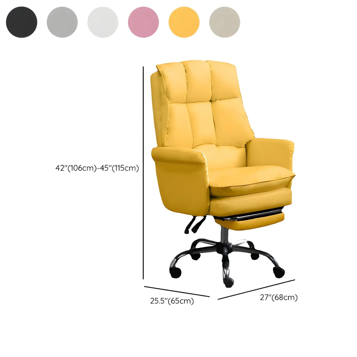 Swivel Ergonomic Leather Adjustable Footrest Office Chair Image - 22