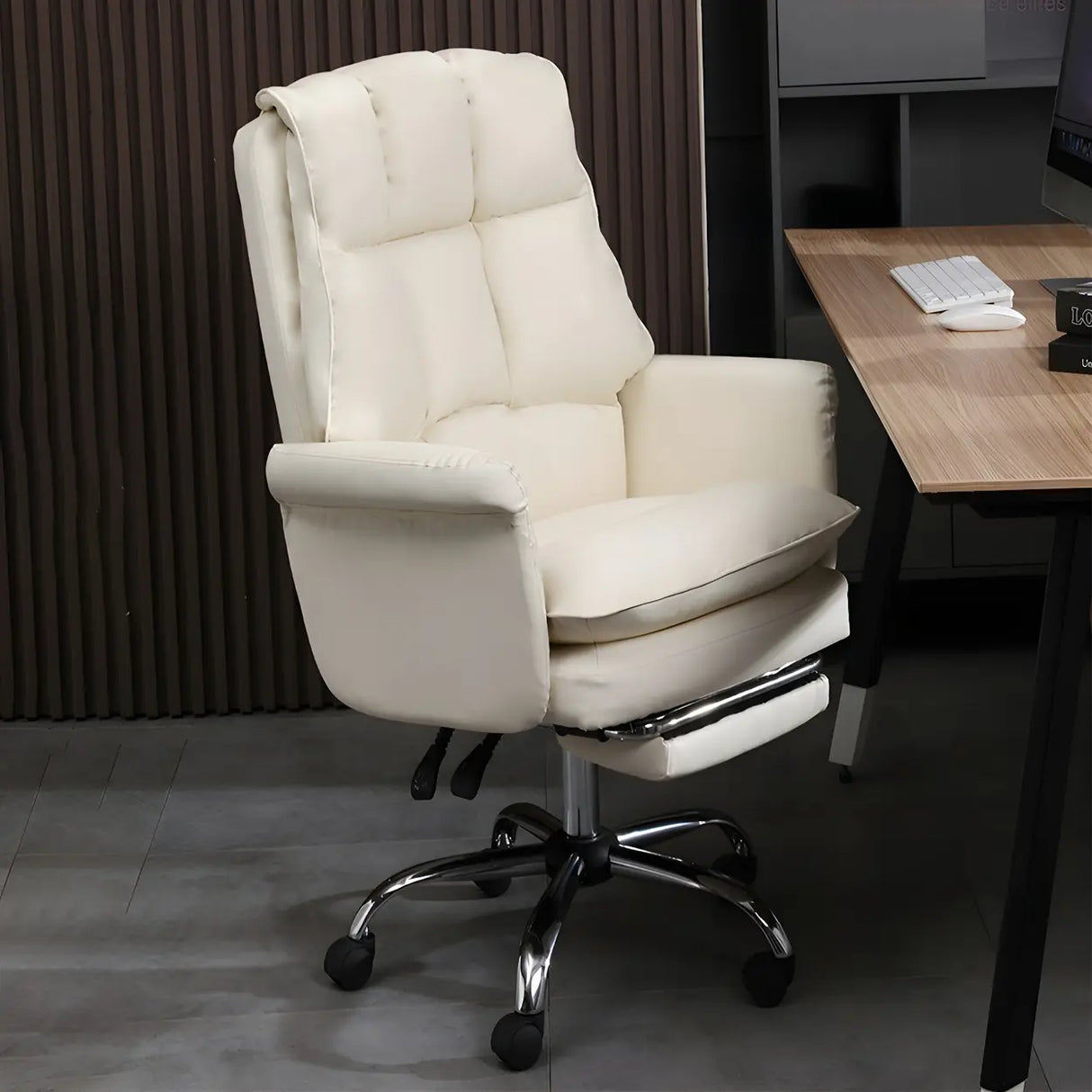 Swivel Ergonomic Leather Adjustable Footrest Office Chair Image - 3