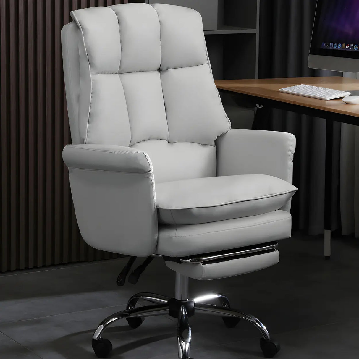 Swivel Ergonomic Leather Adjustable Footrest Office Chair Image - 4