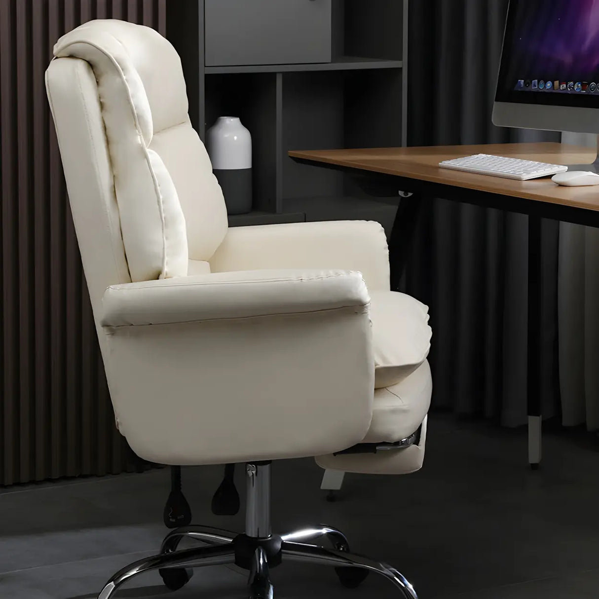 Swivel Ergonomic Leather Adjustable Footrest Office Chair Image - 6