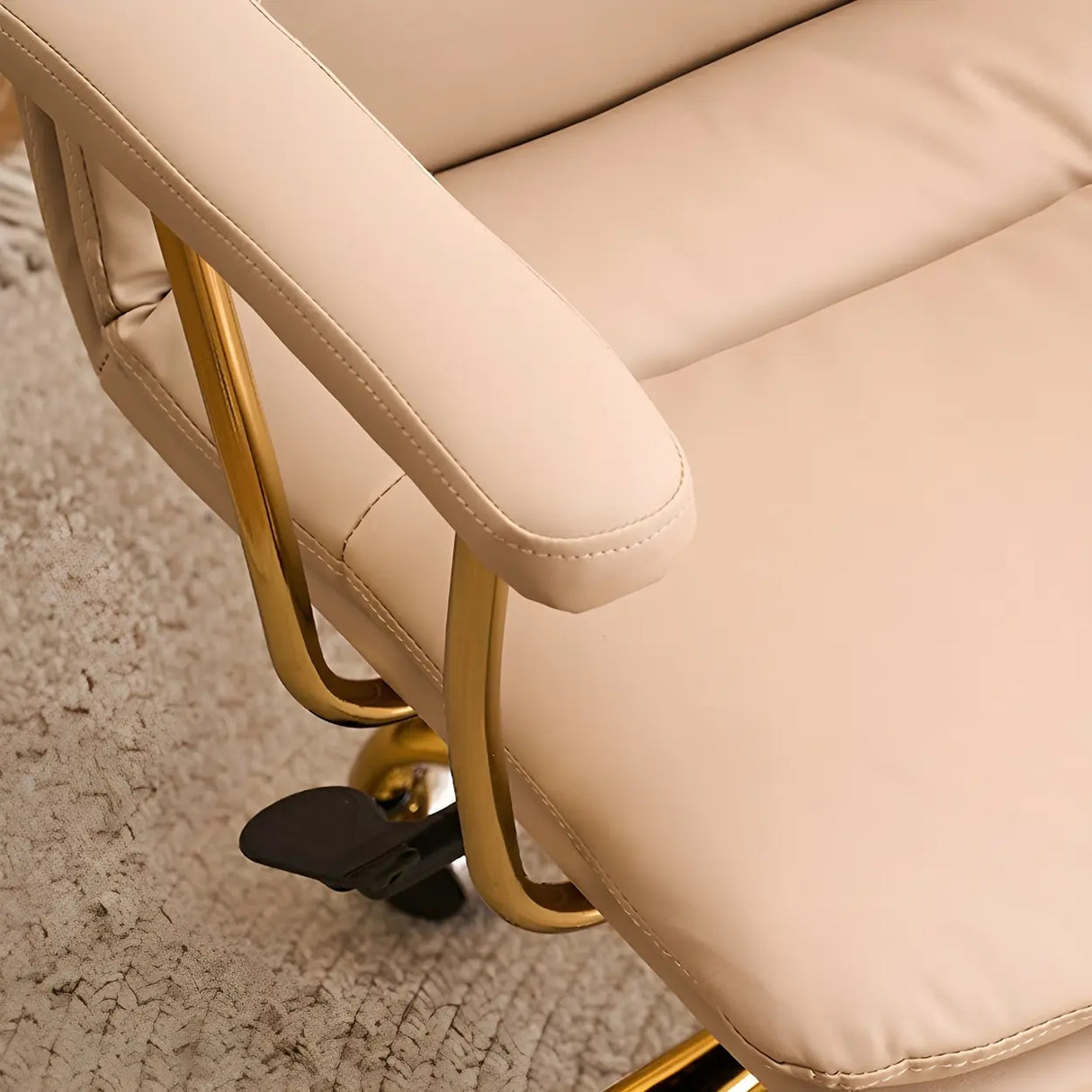 Swivel Ergonomic Leather Tilt Office Chair with Casters Image - 11