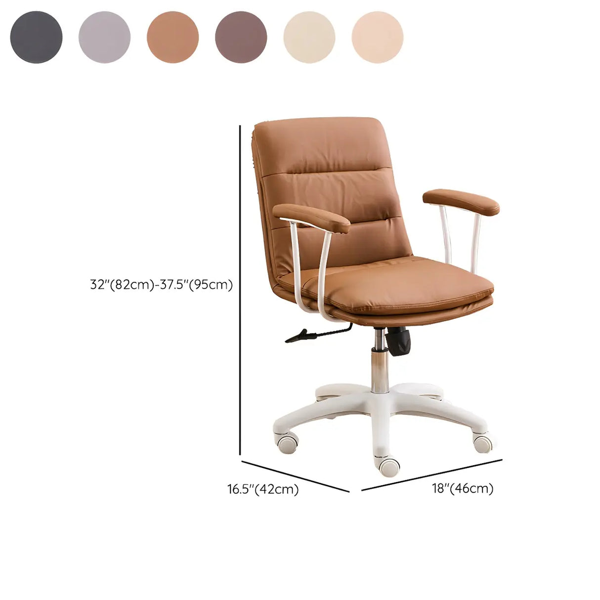 Swivel Ergonomic Leather Tilt Office Chair with Casters Image - 21