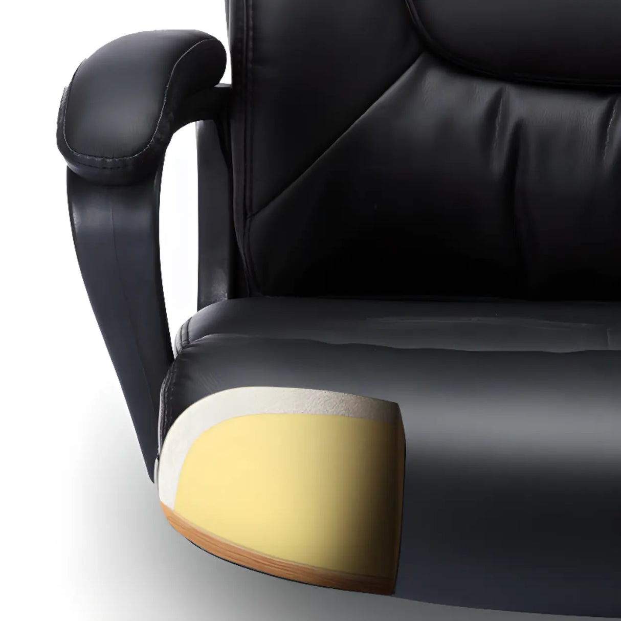 Swivel Executive Leather Upholstery Black Office Chair Image - 10