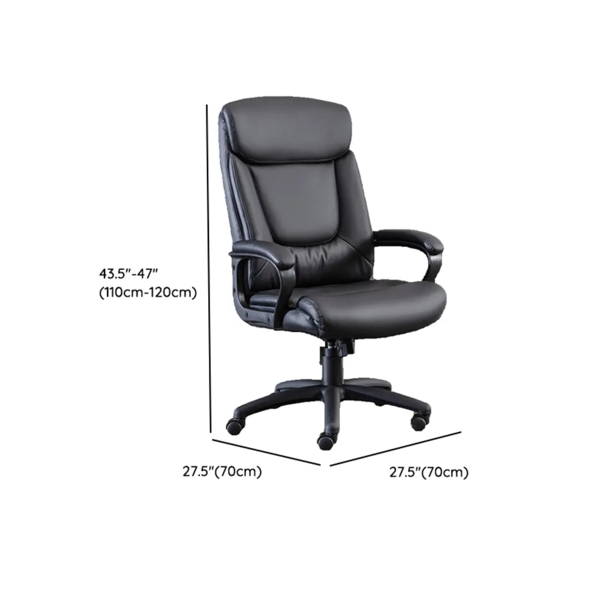 Swivel Executive Leather Upholstery Black Office Chair Image - 13