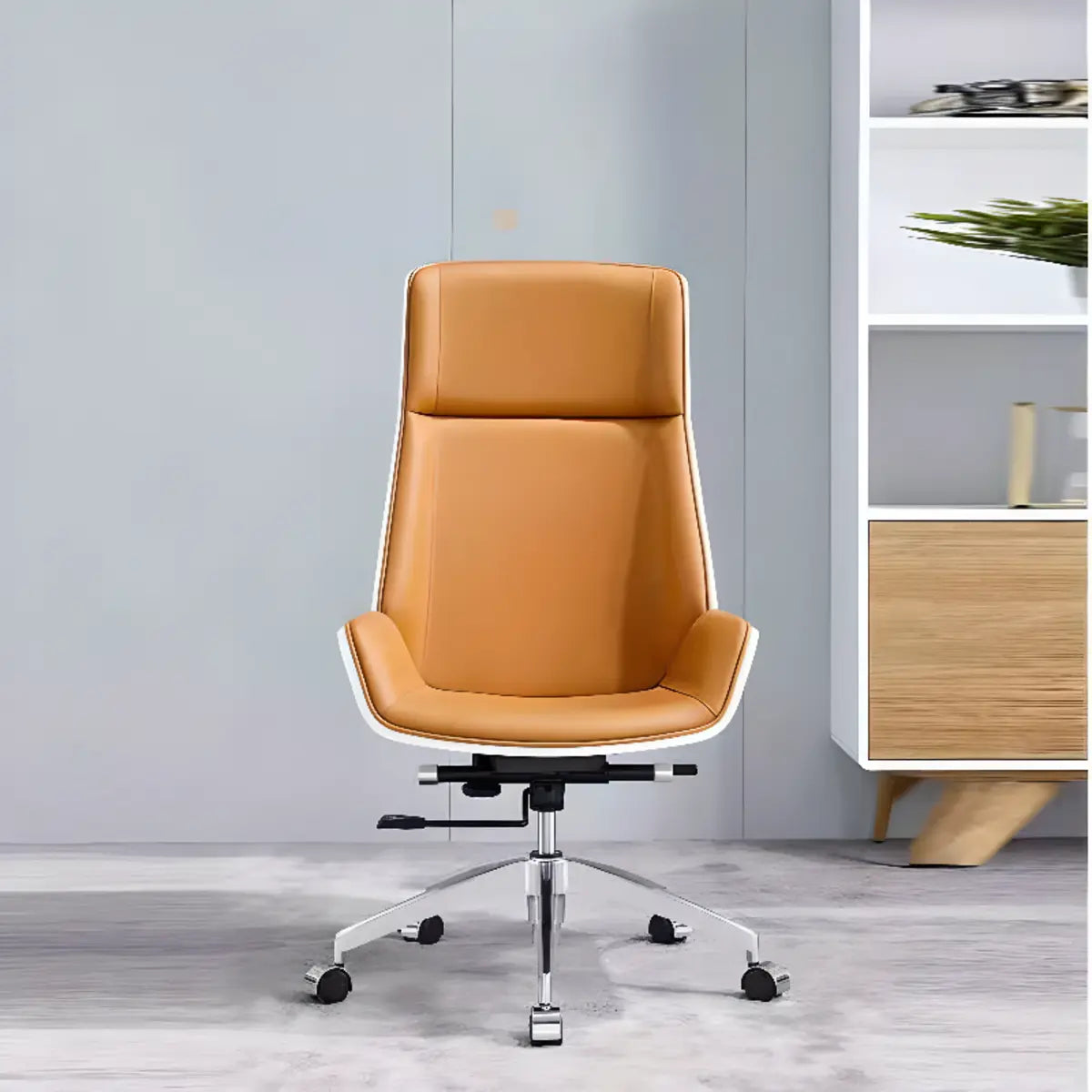 Swivel Faux Leather Adjustable Back Angle Office Chair Image - 3