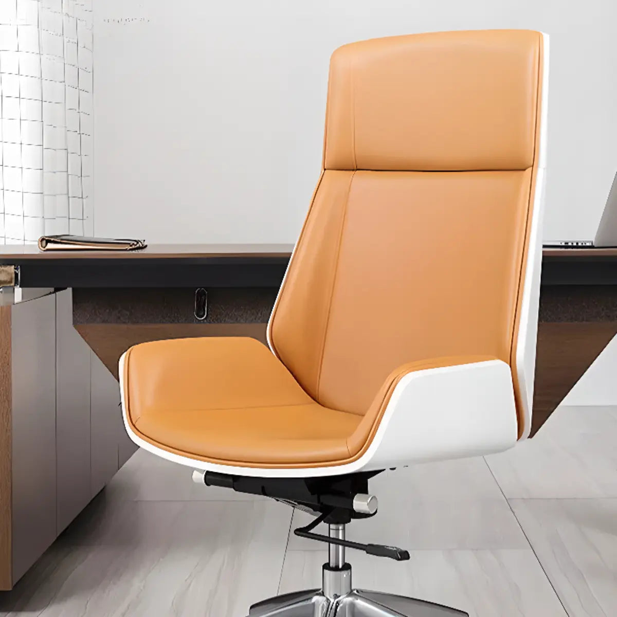 Swivel Faux Leather Adjustable Back Angle Office Chair Image - 8