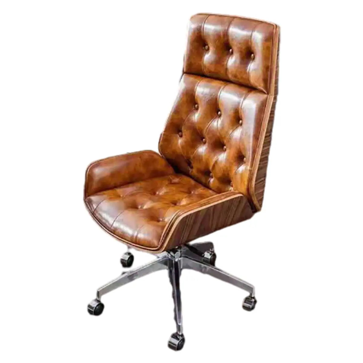 Swivel Faux Leather Headrest Office Chair with Armrest Image - 10