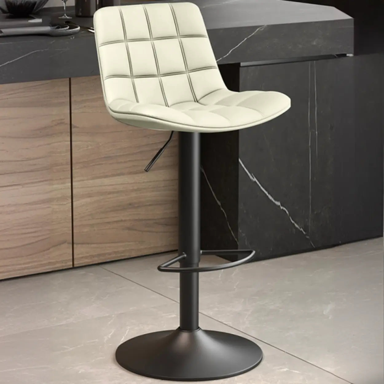 Swivel Faux Leather Saddle Seat Bar Stool with Back Image - 10