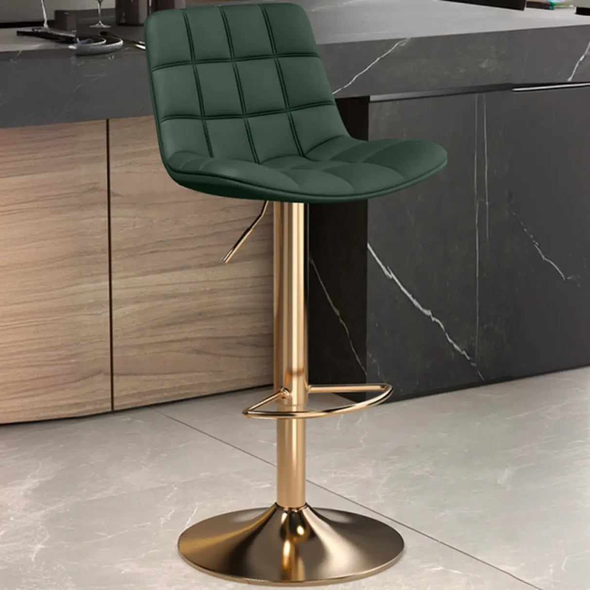 Swivel Faux Leather Saddle Seat Bar Stool with Back Image - 13