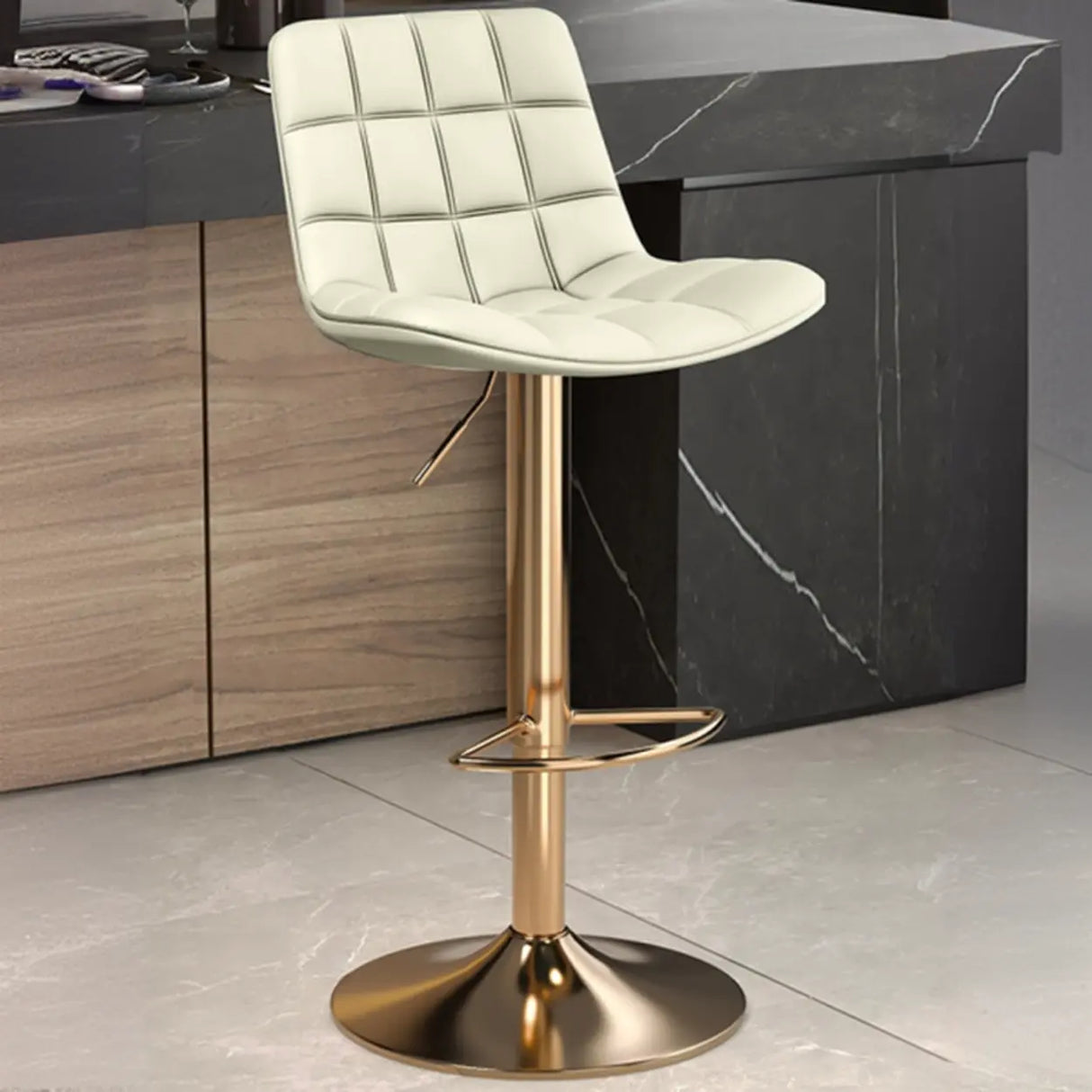 Swivel Faux Leather Saddle Seat Bar Stool with Back Image - 14