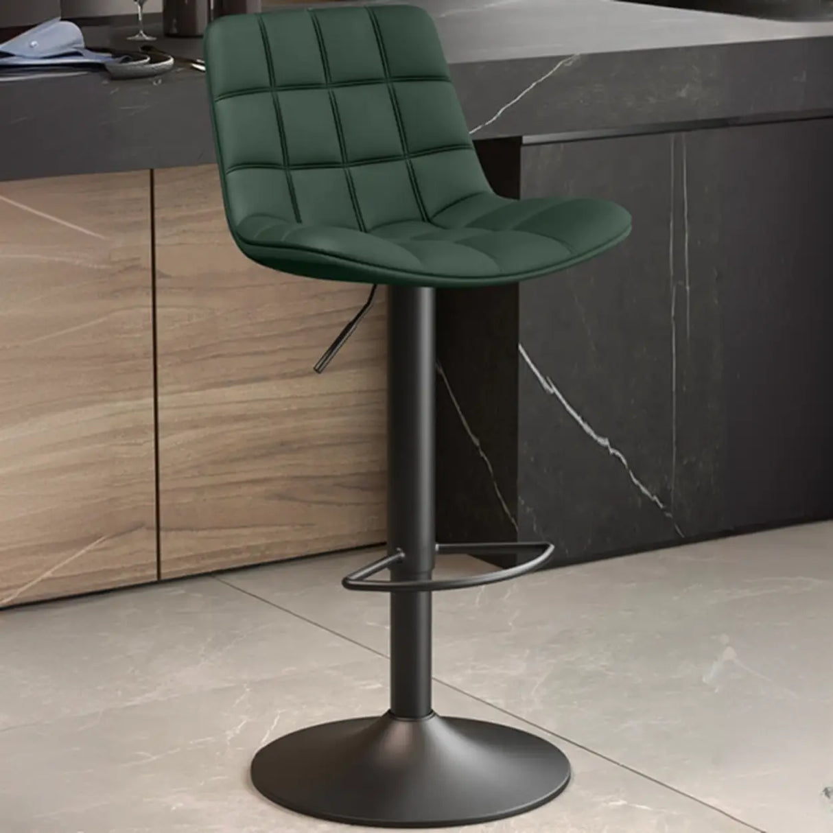Swivel Faux Leather Saddle Seat Bar Stool with Back Image - 17